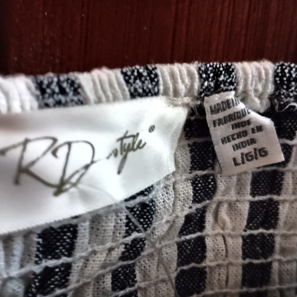 RD STYLE CROP TANK - Large - Striped Top Button Down Summer Sleeveless Shirt - Picture 4 of 7